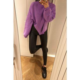 Round-neck Asymmetric-hem Pullover