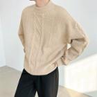 Long Sleeve Round Neck Plain Knit Sweater