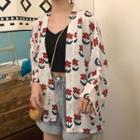 Floral Print Jacket / Plain Camisole