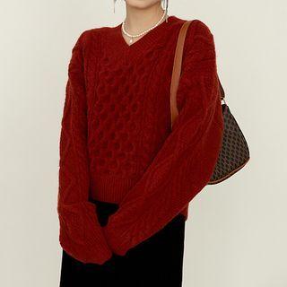 Bow Back Cable Knit Cardigan Light Almond - One Size