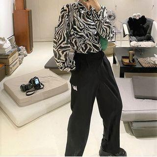 Lettering Print Wide Leg Pants