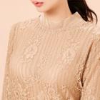 3/4-sleeve Sheer Lace Top