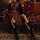 Double-breasted Jacket / Plaid Overall Dress