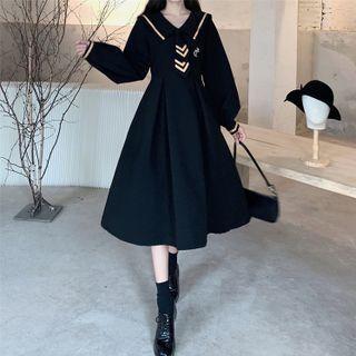 Long-sleeve Sailor Midi A-line Dress