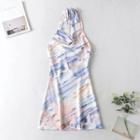 Halter-neck Tie-dyed A-line Dress
