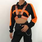Color Block Crop Pullover / Harness Belt