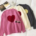 Heart Crewneck Long-sleeve Sweater
