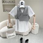Set: Short-sleeve T-shirt + Asymmetrical Cropped Vest
