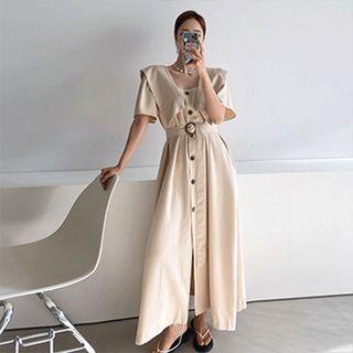 Wide-collar Coatdress With Belt