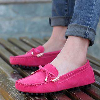 Genuine-leather Stitched Flats