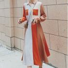 Color Block Midi A-line Shirt Dress