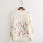 Embroidery Cable Knit Sweater