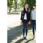 Round-neck Snap-button Jacket