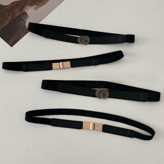 Faux Leather Elastic Slim Belt