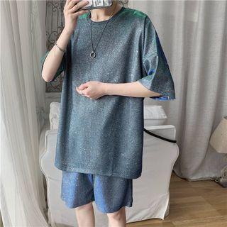 Set: Short-sleeve Glitter T-shirt + Shorts