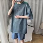 Set: Short-sleeve Glitter T-shirt + Shorts