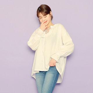 Drawcord-detail Oversized Peasant Blouse