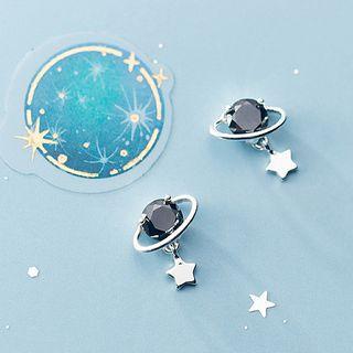 Faux Crystal 925 Sterling Silver Planet Earring