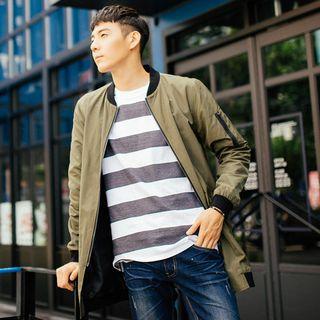Contrast-trim Long Jacket