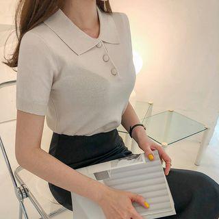 Half-placket Polo Knit Top