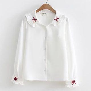 Ruffle-trim Bow Accent Blouse