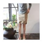 Band-waist Round-hem Mini Skirt