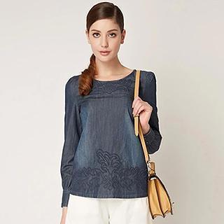 Embroidered Denim Blouse