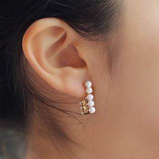Faux Pearl Hoop Earrings