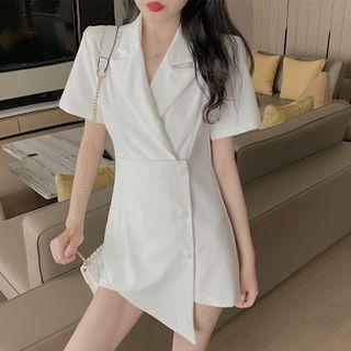 Short-sleeve Asymmetric Blazer Dress