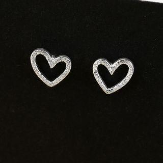 925 Sterling Silver Heart Stud Earring Silver - One Size