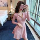 Zip Detail Long-sleeve Mini T-shirt Dress