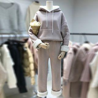 Fleece-lined Hoodie / Straight-cut Pants / Set