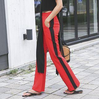Hidden-hook Contrast-trim Pants