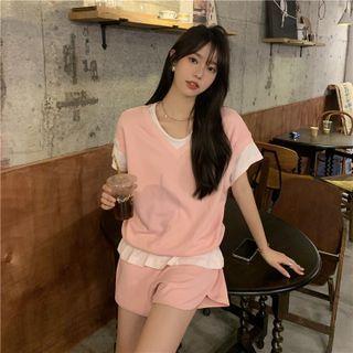 Short-sleeve Paneled T-shirt / Sweatshorts