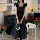 Sleeveless Midi Smock Dress Black - One Size