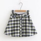 Gingham Button-front A-line Skirt