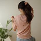 Piped Button-back Knit Top