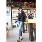 Band-waist Washed Boot-cut Jeans
