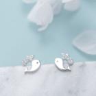 Dolphin Stud Earring 1 Pair - E108 - Silver - One Size