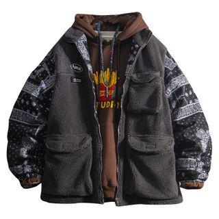 Paisley Print Hooded Zip-up Jacket