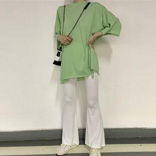 Elbow-sleeve T-shirt / Boot-cut Pants