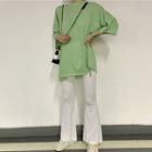 Elbow-sleeve T-shirt / Boot-cut Pants