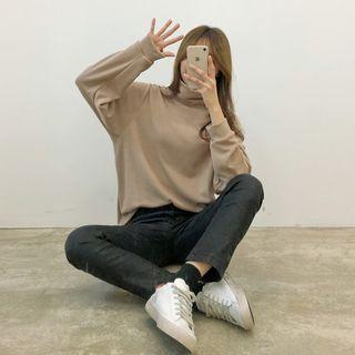 Turtleneck Brushed-fleece Lined Pullover