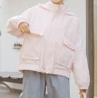 Flap-pocket Hooded Zip-up Jacket