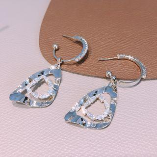 Rhinestone Drop Earring Triangle Lettering - One Size