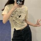 Cupid Print Cropped T-shirt