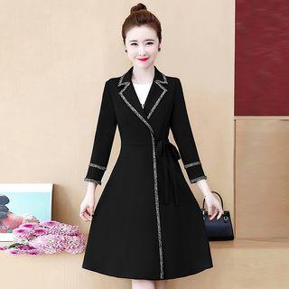 Contrast Trim A-line Coat Dress