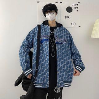 Pattern Lettering Baseball Jacket