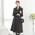Faux-fur Trim Single-breasted A-line Coat