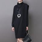 Mock-neck Long-sleeve T-shirt Dress